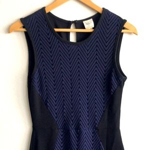 Anthropologie Weston Wear Navy Blue Black Mesh Overlay Bodycon Sheath Dress XS